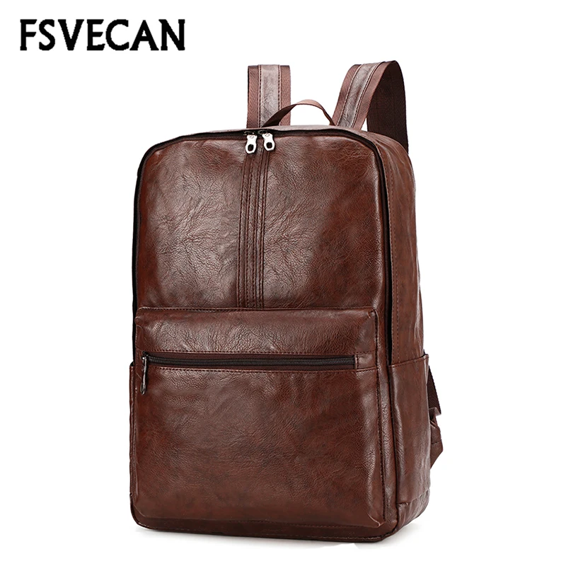  15.6inch Laptop Backpack Men Fashion Leather Anti Theft Waterproof Travel Backpack School Backpacks