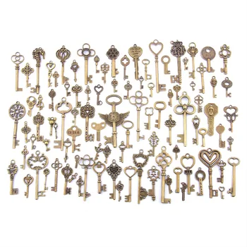 

Vinswet 100Pcs/set Mixed Antique Gold Copper Key SpacerCharms Pendants for Bracelet Jewelry DIY Charms Handmade bracelet