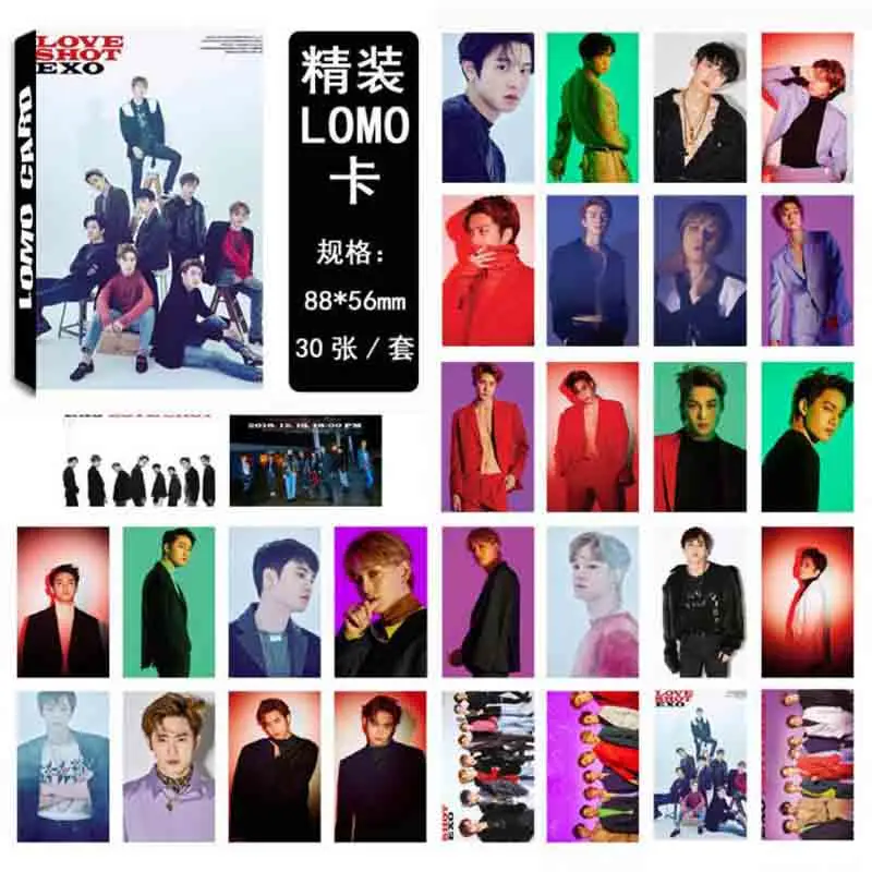 

30Sheets/Pack KPOP EXO Album LOVE SHOT Self Made Paper Lomo Card Photo Card Poster HD Photocard Stationery