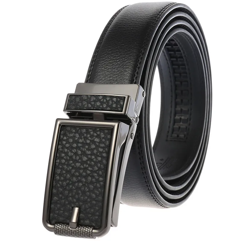 

LannyQveen New Model Click Belt Men's Automatic Buckle belt Width 3.1CM Genuine Leather Belts for men high quality free shipping