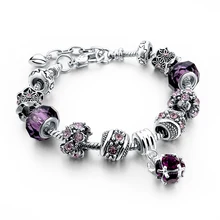 Antique Silver Charm Bracelet & Bangle Silver 925 With Royal Crown Pendant for Women Wedding Vintage Jewelry SBR150292
