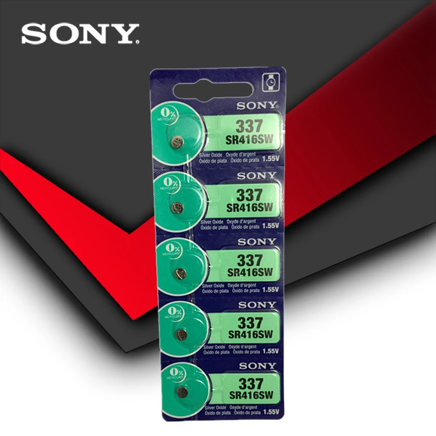 5 шт. sony 337 SR416SW 1,55 в оксид серебра часы батарея SR416SW 337 Кнопка монетница Сделано в Японии