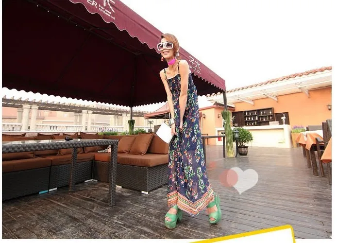 

2013 National wind restoring ancient ways Broken beautiful condole belt chiffon beach Bohemian dress