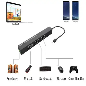 

USB-C Hub TypeC 3.5mm Digital Audio Adapter 3 Ports USB 2.0 HUB for MacBook Pro Mobile Phones ChromeBook Laptop Computer