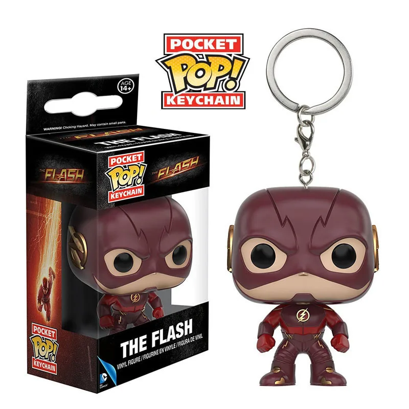 FUNKO POP DC Justice League Wonder Women The Flash Supermen Cyborg Keychain Action Figure Toy for children gift with Retail Box 