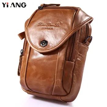 

YIANG Small Shoulder Bags For Men Genuine Leather Men's Bag Cross body Bag Waist Bag Fashion Retro Fanny Molle Pack 5 colors