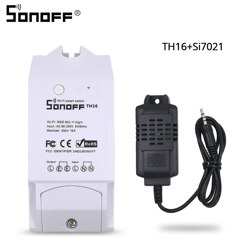 SONOFF TH10/TH16 SI7021 датчик влажности переключатель беспроводной зонд монитор температуры мониторинг Wifi умный дом пульт дистанционного управления - Комплект: SI7021 and th16