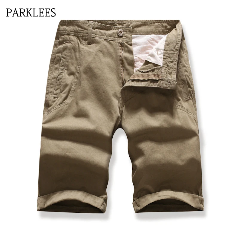 Повседневные мужские шорты Карго, Новое поступление, однотонные мужские шорты-бермуды, летняя верхняя одежда, хлопковые короткие штаны, Pantalones Cortos Hombre