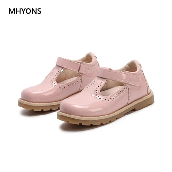 

MHYONS 2018 Spring and autumn Solid PU Cow Muscle Sole Hook/Loop Breathable Vintage casual shoes Children Kids Girls Size 21-30