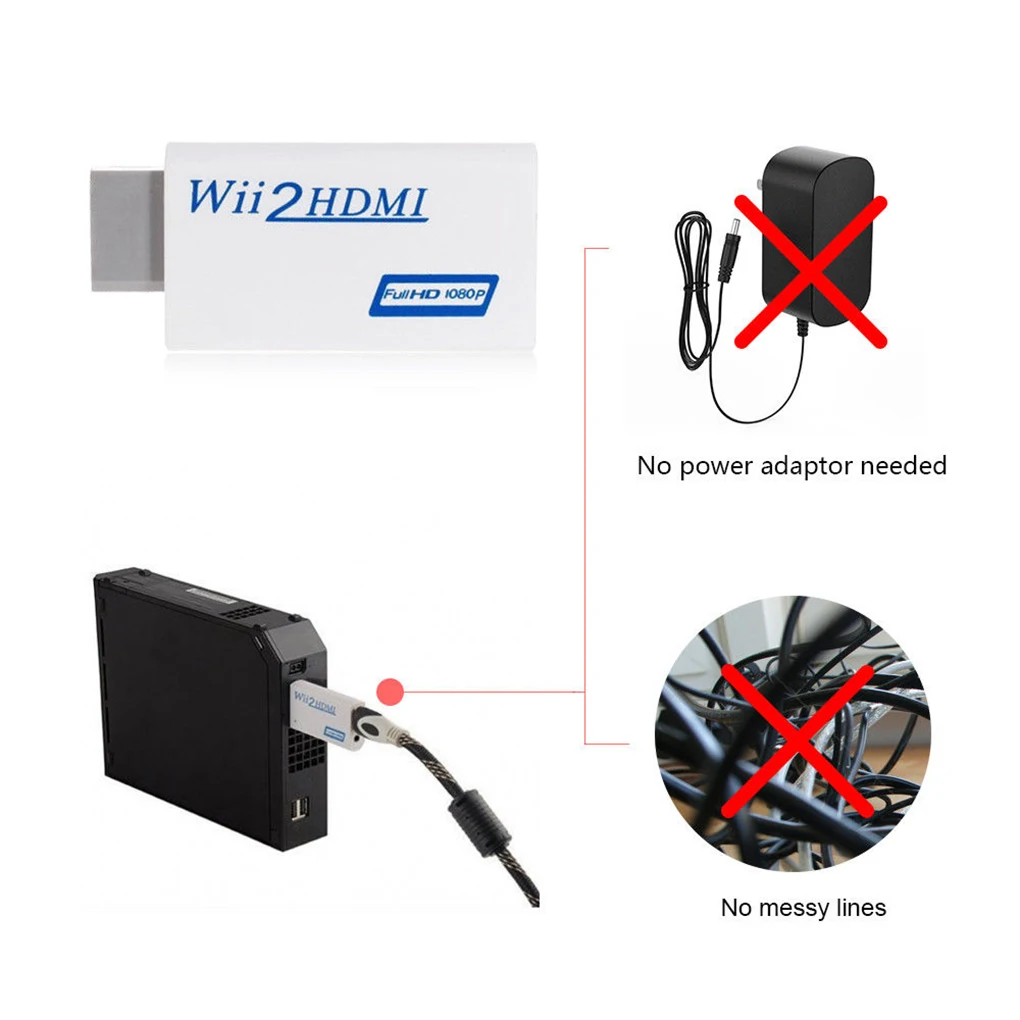  Worallymy Full Hd 1080P Adattatore Del Convertitore con Audio Uscita di 3.5 Mm per Wii 2 per Hd Con