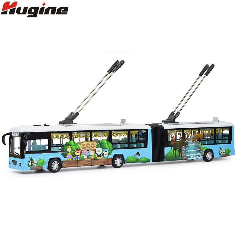 41cm Electric Toy 1/32 Tram Bus Car Model w/ Sound Light for Children Green 