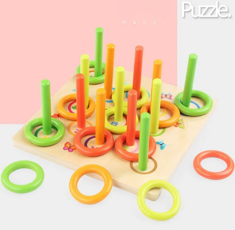 Funny wooden blocks laps game circle throwing development intellectual early education puzzle