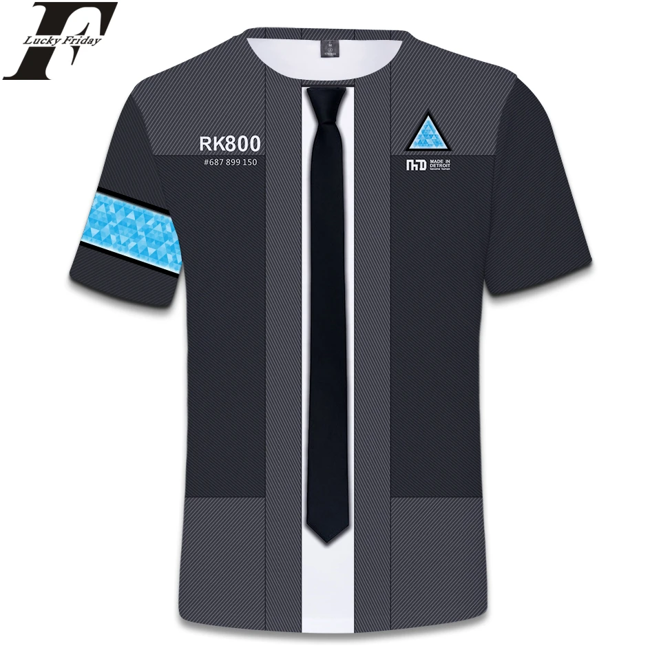 

LUCKYFRIDAYF 2018 Detroit Become Human 3D Short Sleeve T-Shirt RK800 Uniform T-shirt Man/Women Casual t shirt Clothtes Plus Size
