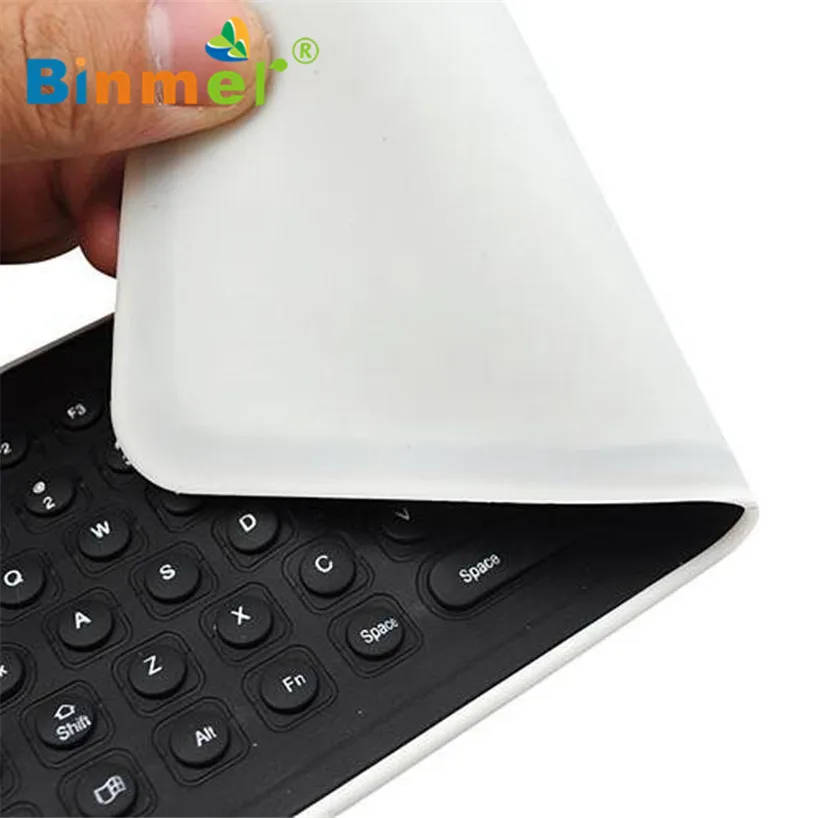 Binmer Портативный USB мини гибкий силиконовый ПК клавиатура складная для ноутбука ноутбук черный Sep 22