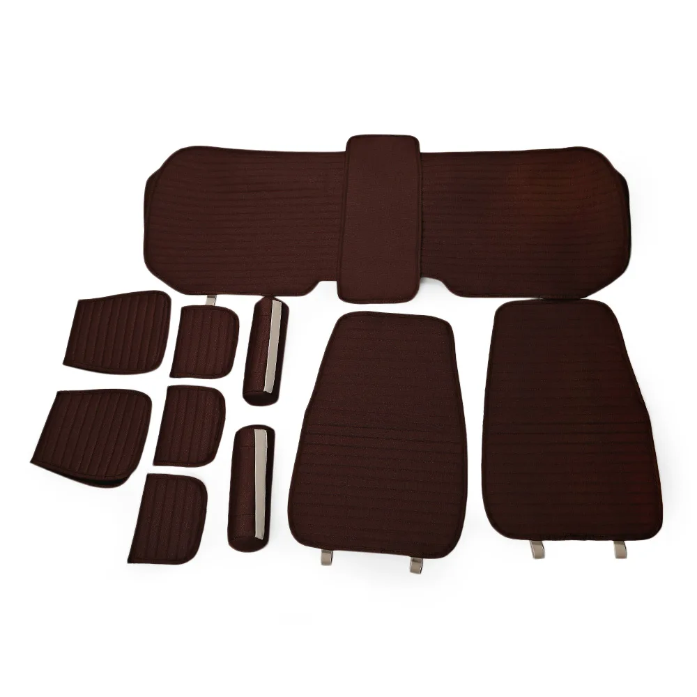 

Universal Four Seasons Car Seat Cover Flax Automobile Full Covered Mat for Car with 5 Seats Easy to Install and Wash Up