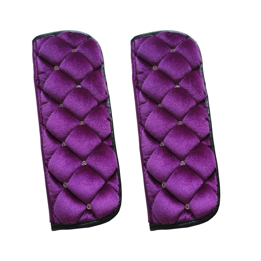 SEEONKA 1 PC Luxury Rhinestones covered car seat belts safety belt