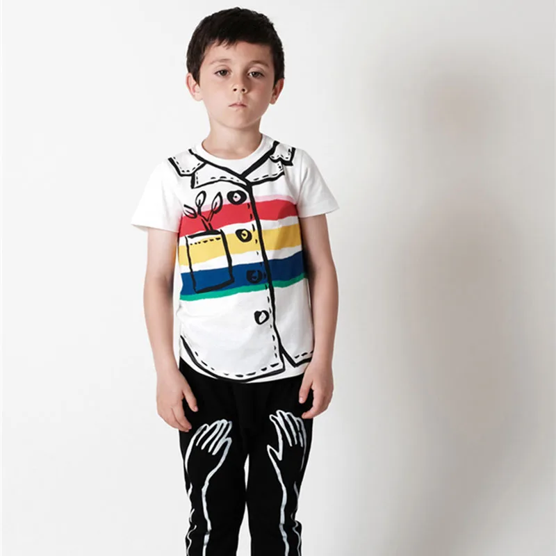 Pre Sale Bobo Choses 2017 New Brand Baby Girl Wolf And Rita Rainbow Striped Boy Short