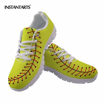 

INSTANTARTS Women Men Running Shoes Female Sports Shoes Soccer Printing Air Mesh Sneakers Breathable Outdoor Walking Flat Shoes