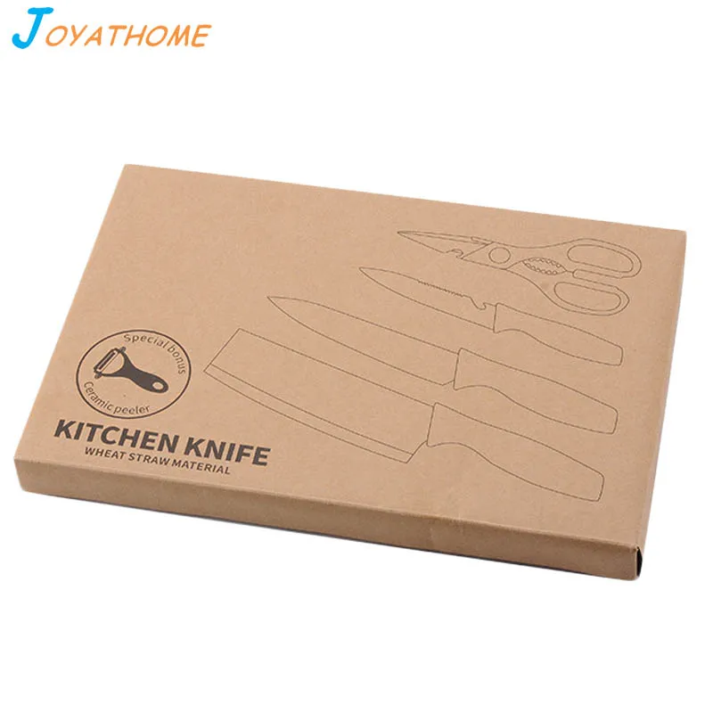 Joyathome 5 шт./компл. пшеничная соломенная ручка кухонный нож из нержавеющей стали