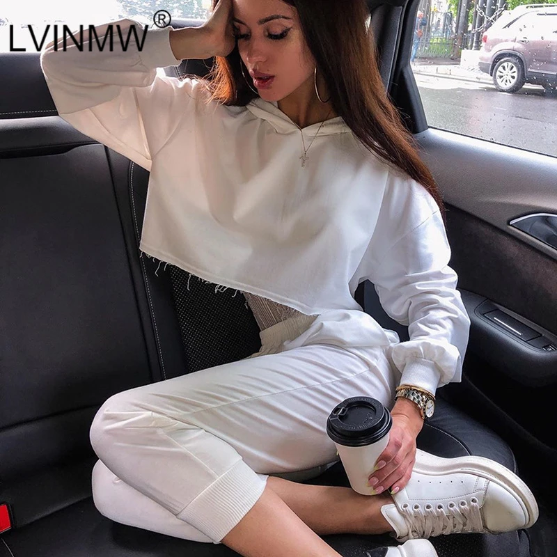 LVINMW белый повседневный комплект из двух предметов свободные с длинными рукавами