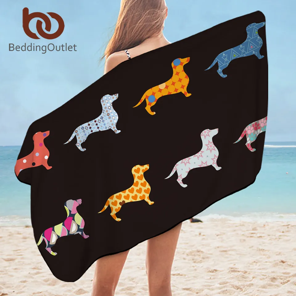 

BeddingOutlet Dachshund Bath Towel Bathroom Puppy Microfiber Beach Towel for Adult Colorful Dog Beach Mat Cartoon toalla 75x150