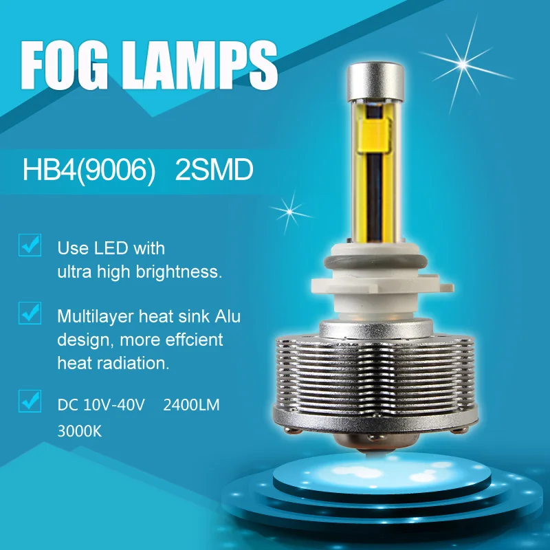 

Pairs HB4(9006) LED Fog Lights Auto Convision Bulbs External Light 3000K Ultra Bright Yellow 20W