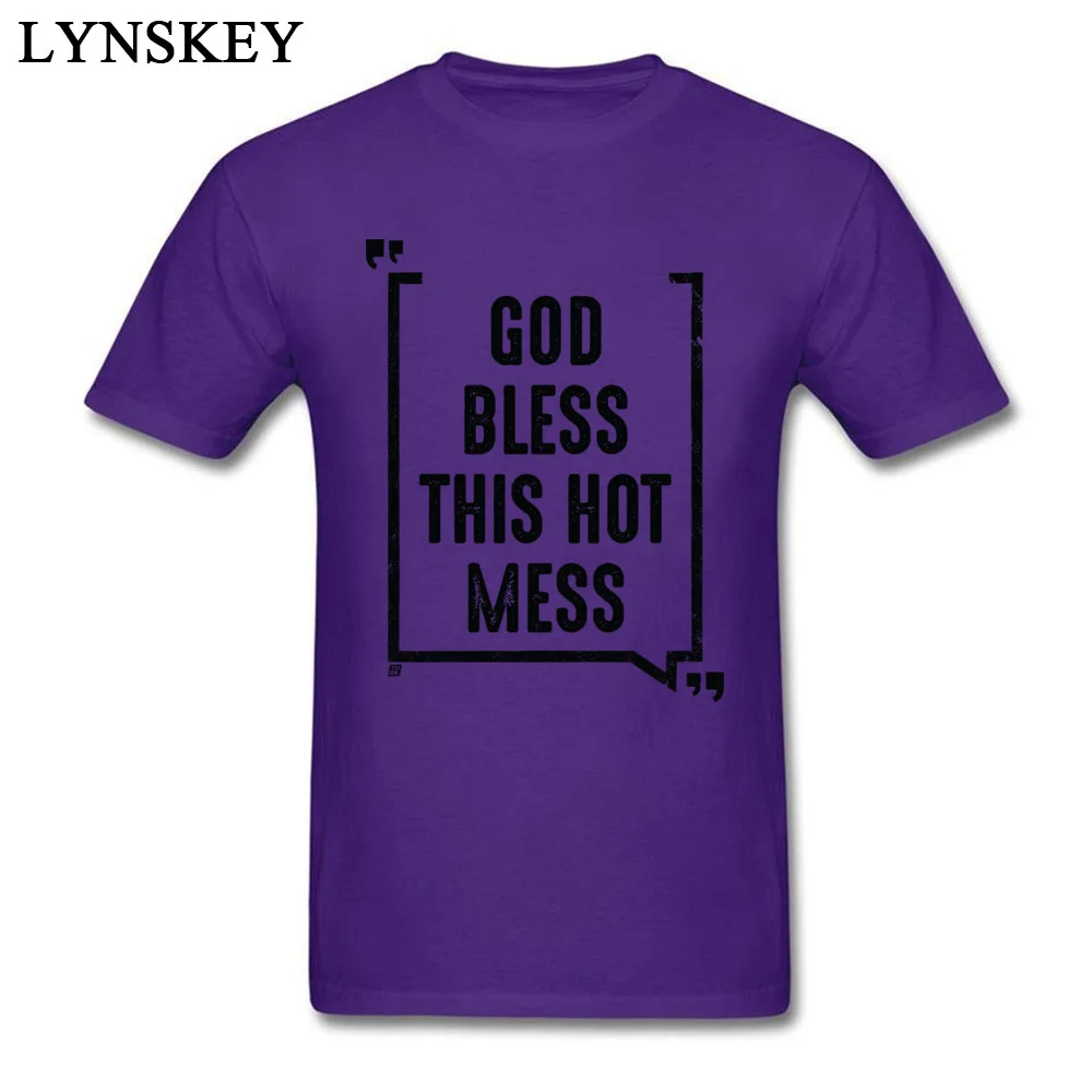 Fitted Leisure Short Sleeve Tops Tees God Bless This Hot Mess Summer/Fall Round Collar All Cotton Male T Shirts Leisure Tee Shirt God Bless This Hot Mess purple