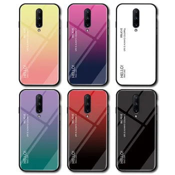 

Premium Gradient Aurora Tempered Glass Phone Cover For Oneplus 7 7 Pro 6 6T Soft Bumper Slim Hard Back Case