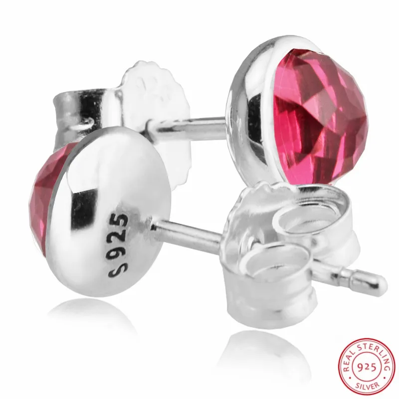 Женские серьги гвоздики из серебра 925 пробы с искусственным Рубином|stud earrings|earrings