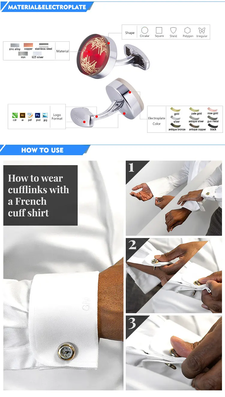 Best new design wedding tuxedo cuff studs and gold and blue watch cufflinks gift set for men