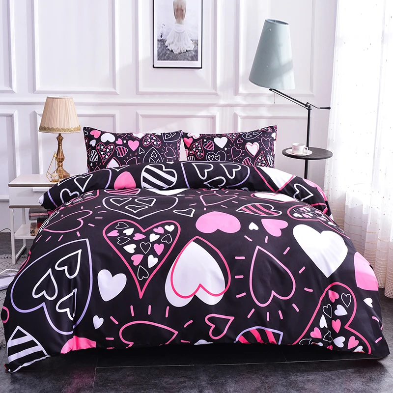 

Boniu Colorful Hearts Pattern Bedding Sets 2/3pcs Soft Duvet Cover Quilt Cover Pillow Covers Twin Full Queen Sizes Bed Set