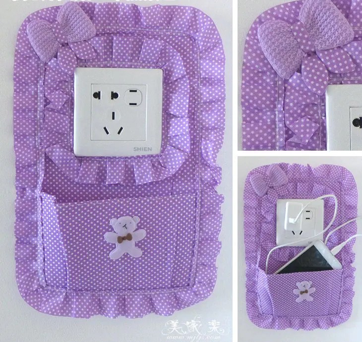 Vanzlife тканевый переключатель наклейки пасторальный карман с декоративной крышкой креативный держатель для зарядки сотового телефона - Цвет: Фиолетовый