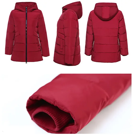 Down Jacket Women's Winter Parkas Long Down Coat 2018 Ladies Grey Duck Down Jacket Solid Hooded Coats Plus Size LZ961 (15)