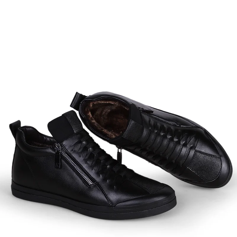 Mens shoes casual fashion designer genuine leather shoes for men Slip on loafers Black sneakers Winter Autumn men's shoes Brand