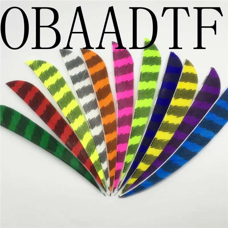 50pcs/lots 4" WD Shape Archery Hunting Arrow Feathers Striped Real Accessories Fletching Turkey A-254 Flash Sale New Arrivals | Спорт и