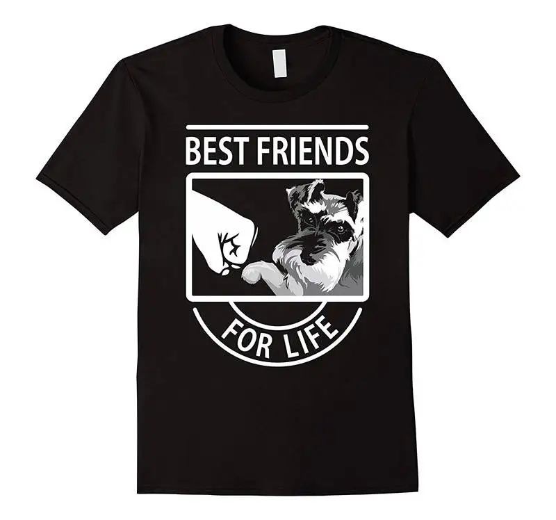 

Comfortable Crew Neck Men Short Gift Schnauzer Best Friends Shirts Casual Cotton O-Neck t-shirt Print Broadcloth