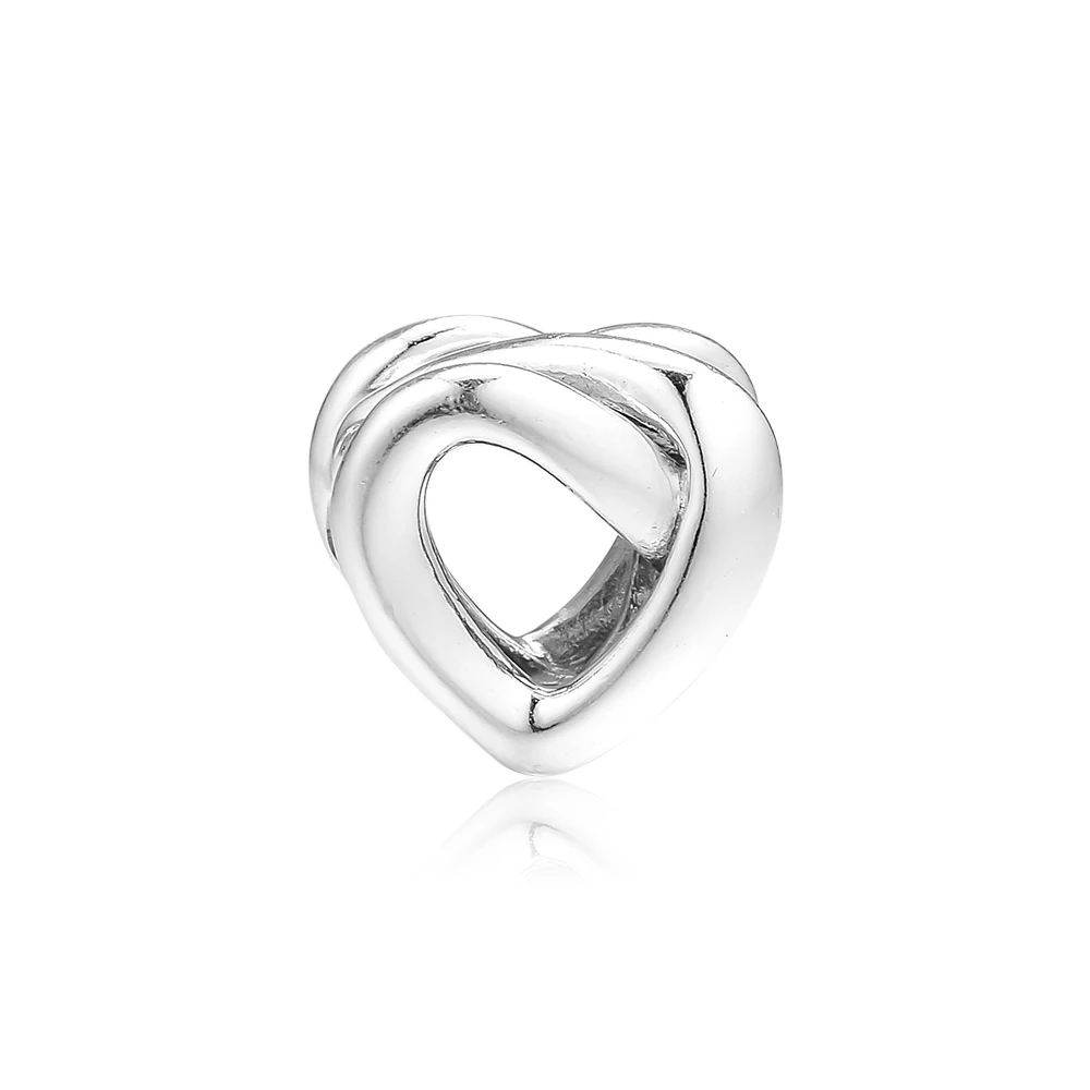 

100% 925 Sterling Silver Knotted Heart Charm Bead Fit Europe Bracelet Family Charms Jewelry Making Necklace for Daughter