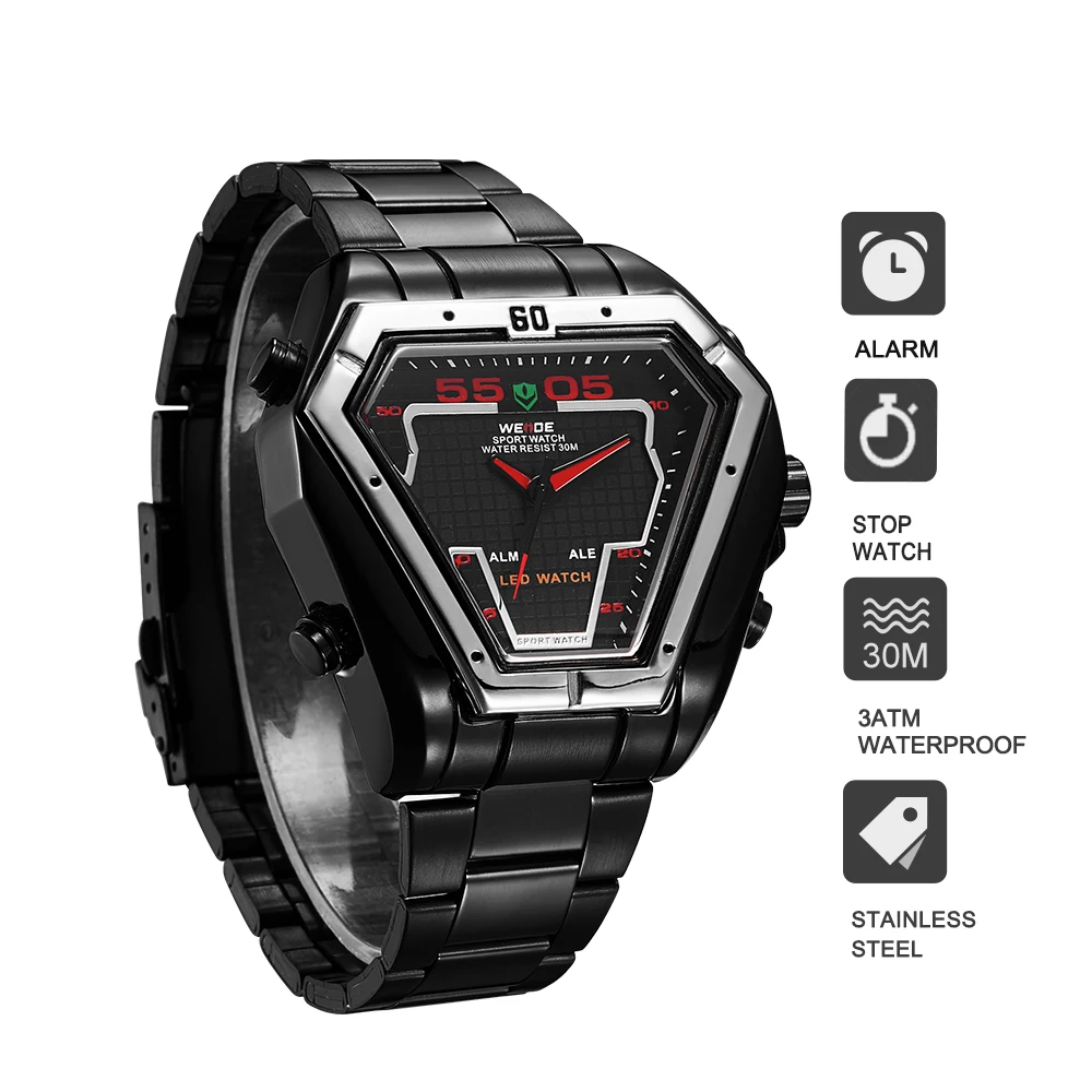 WEIDE спортивные часы светодио дный цифровые светодиодные кварцевые водостойкие