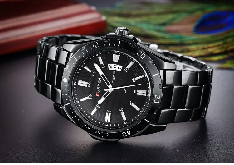 CURREN Мужские часы лучший бренд класса люкс Модные Бизнес кварцевые наручные часы полный стальной ремешок Дата Водонепроницаемый relogio masculino
