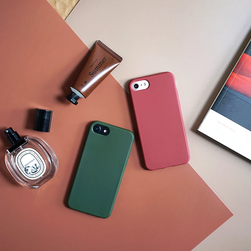 

Simple stylish case for iphone 6 6plus 6s plus 7 7plus 8 X soft phone cover Couple Suit green Dark red silicone cases coque