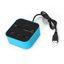 Промо-акция! Горячая все в 1 комбо концентратор USB 2,0 3 порта кард-ридер для SD MMC M2 MS Pro Duo синий