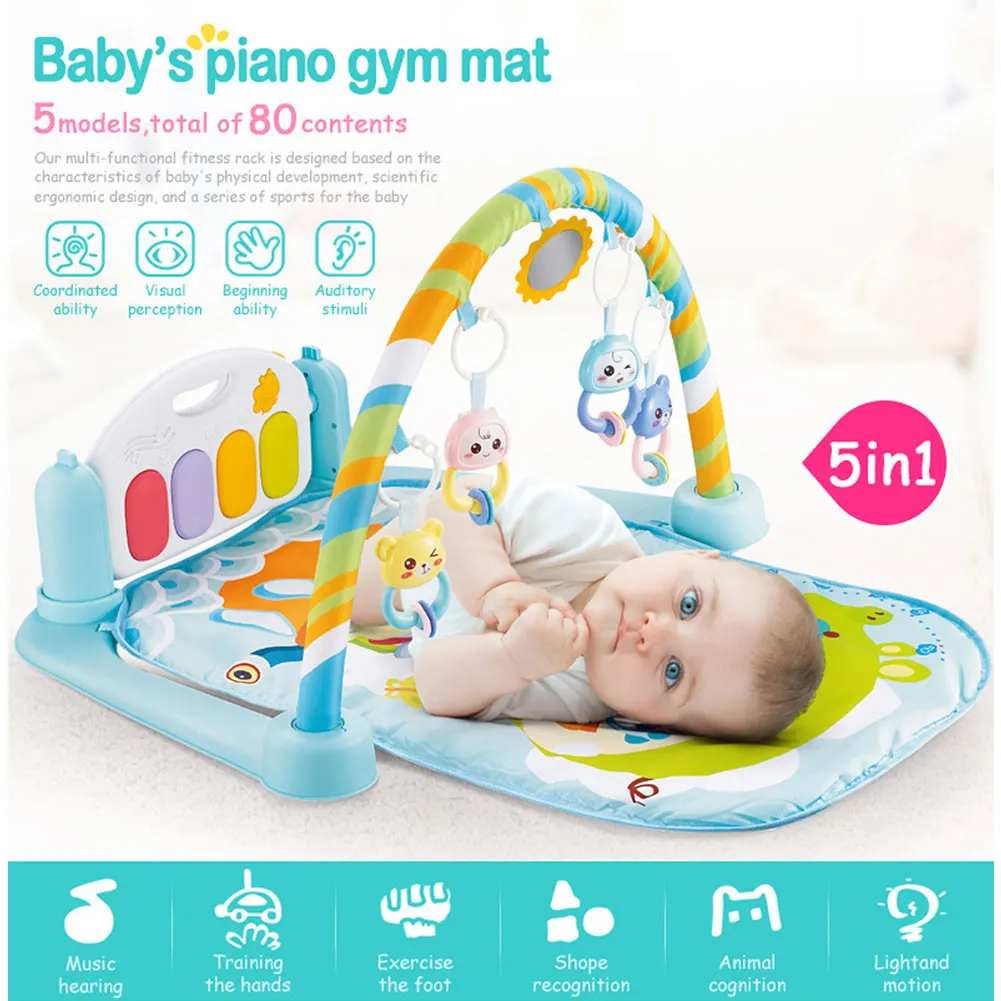 Esteira do Jogo do Bebê Quadro de Fitness Pedal do Piano Brinquedo para Recém-nascidos Musculação Música Tapete Cobertor Ginásio Atividade Pontapé Jogar Lay Sentar Bebês 13 High Quality Brinquedos e hobbies