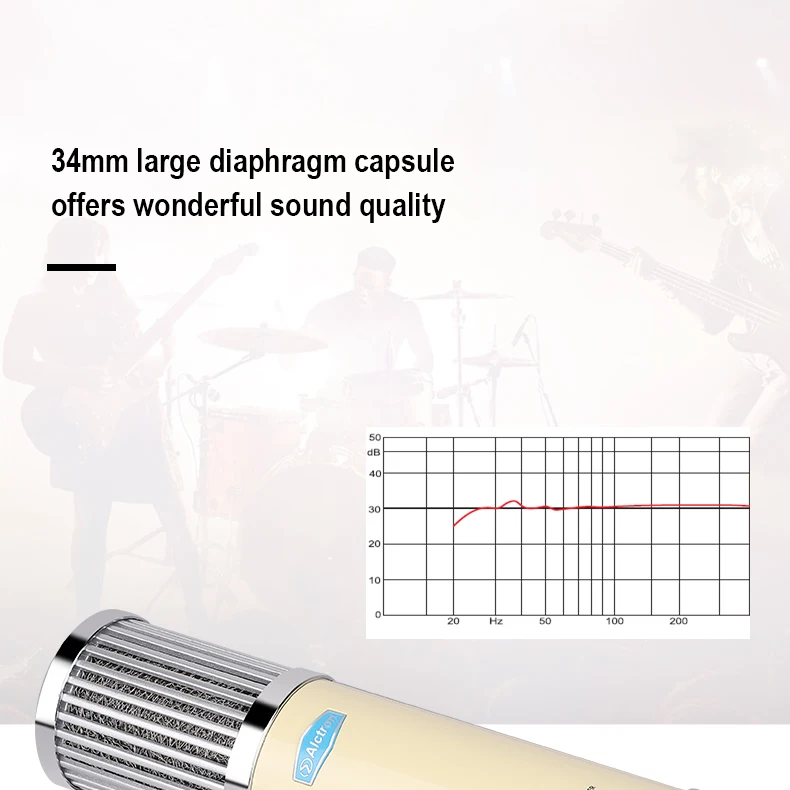 Alctron CK6 высокопроизводительный конденсаторный микрофон с 34 мм большой золотой диафрагмой для веб-каста караоке радио Запись микрофон