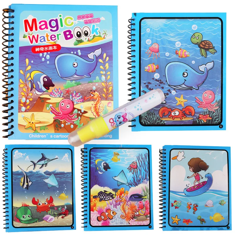 Монтессори Магические рисунки ручка Волшебная Вода Рисование книжки-раскраски доска для рисования детские игрушки книжка-раскраска подарок на день рождения
