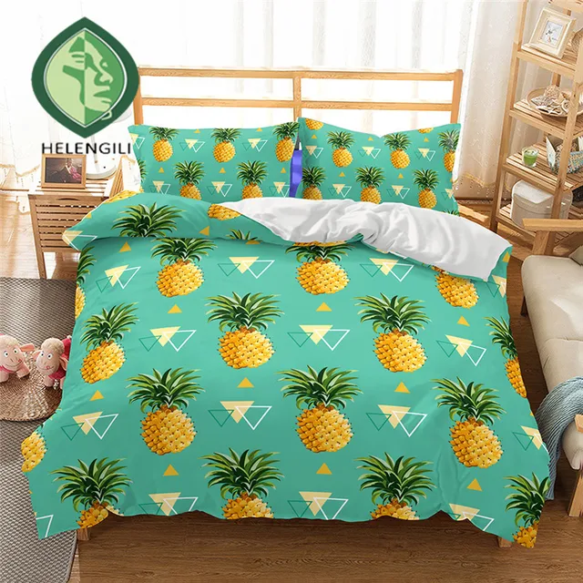 3D Bedding Set Pineapple Print Duvet cover set Twin queen king lifelike