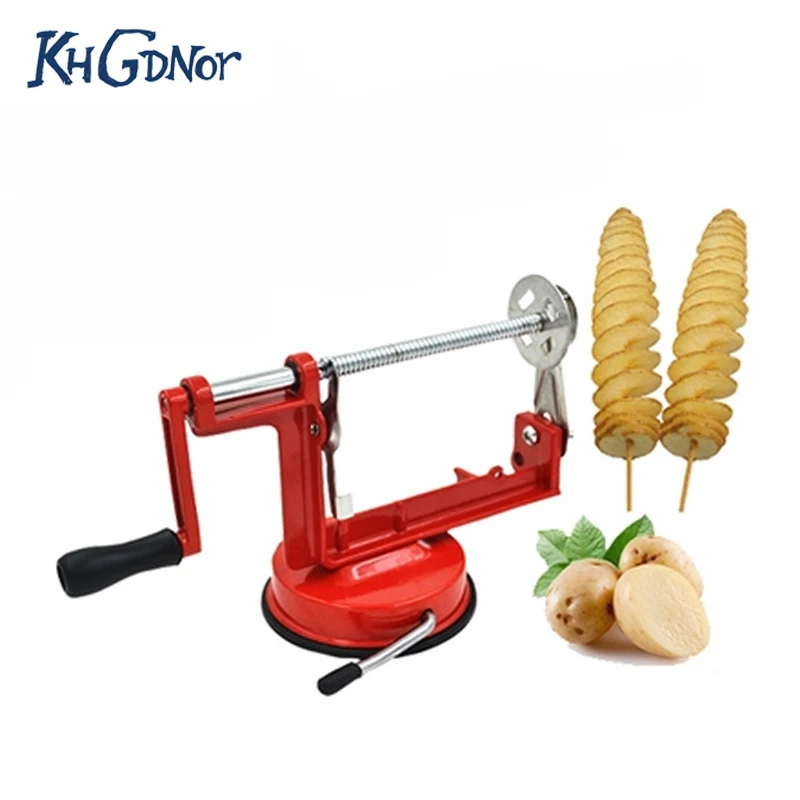 

KHGDNOR Potato Twister Stainless Steel Potato Manual Cutter Spiral Chips Twisted Potato Apple Slicer French Fry Cutter