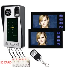 SmartYIBA 2 монитора 7 дюймов проводной видео домофон отпечатков пальцев квартира Водонепроницаемый дверной звонок с IC карты ночного видения