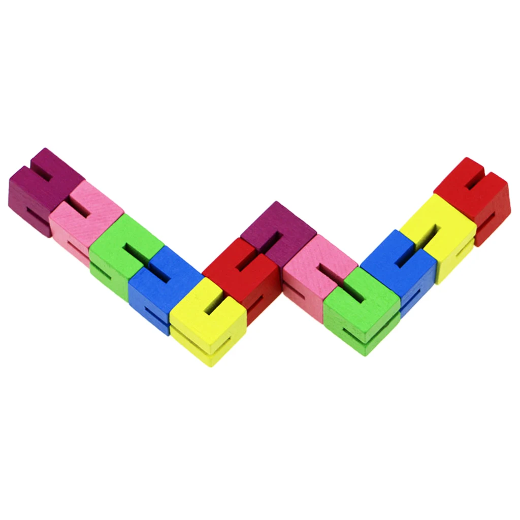 Wooden Cube Blocks Puzzle Stretchy Sensory Toy Stress Relief School Office Puzzle Games Party Favors