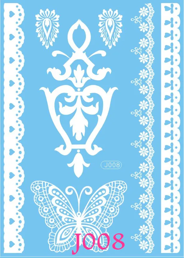 AJ008 1 шт. Мода Henna Кружево браслет Pattern Временные татуировки Свадебные Средства ухода за кожей Книги по искусству рукав Татуировка Наклейки Jewelry Цепи Дизайн татуировки - Цвет: AJ008