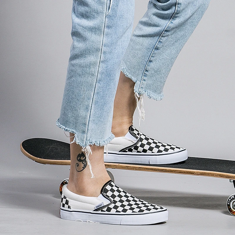 Fashion-Canvas-Shoes-Woman-Loafers-Brand-Women-Casual-Shoes-Black-White-Plaid-Comfortable-Slip-On-Flat